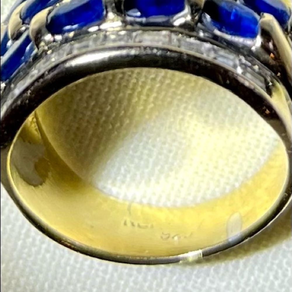 Sapphire and CZ Cocktail Ring - Picture 14 of 16